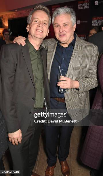 Frank Skinner and Conleth Hill attend the press night after party for "Who's Afraid Of Virginia Woolf?" at 100 Wardour St on March 9, 2017 in London,...