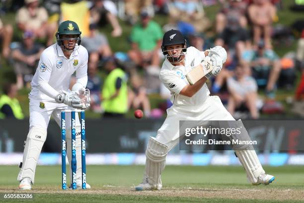 Watling of New Zealand bats during day three of the First Test match between New Zealand and South Africa at University Oval on March 10, 2017 in...