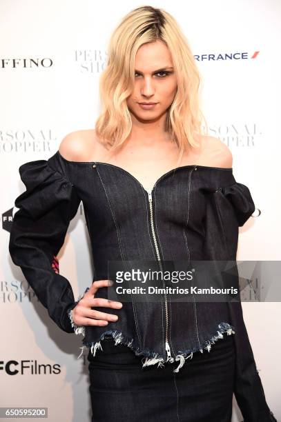 Model Andreja Pejic attends the "Personal Shopper" premiere at Metrograph on March 9, 2017 in New York City.