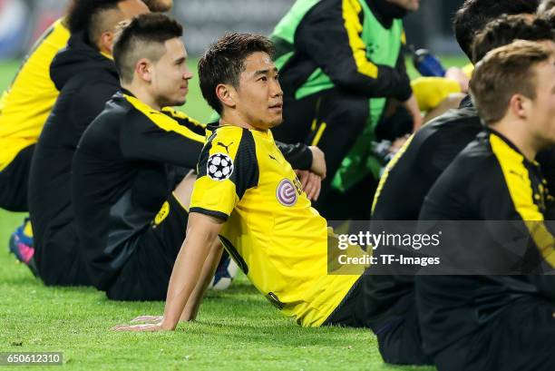 Shinji Kagawa of Borussia Dortmund looks on during the UEFA Champions League Round of 16: Second Leg match between Borussia Dortmund and SL Benfica...