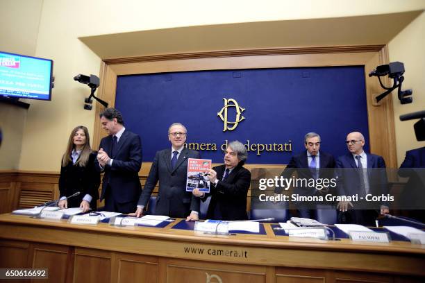 Parlamentarians of Forza Italia Laura Ravetto, Gregorio Fontana, Elio Vito, Renato Brunetta, Maurizio Gasparri, Antonio Palmieri during the...