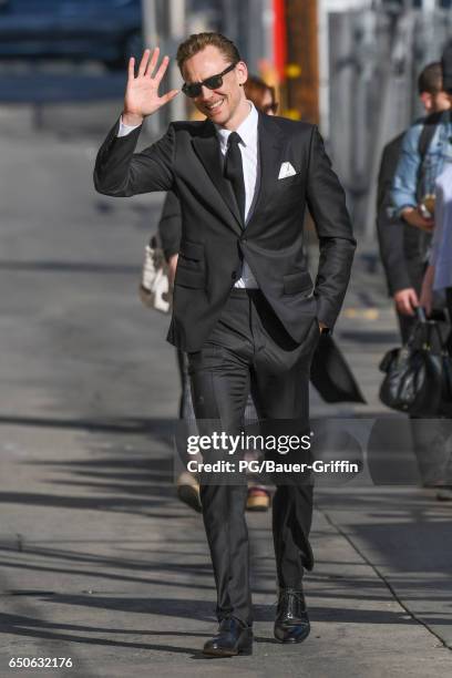 Tom Hiddleston is seen arriving at Jimmy Kimmel Live on March 09, 2017 in Los Angeles, California.