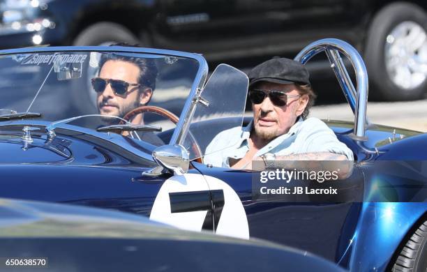 Johnny Hallyday with Maxim Nucci aka Yodelice are seen in Malibu on March 09, 2017 in Los Angeles, California.