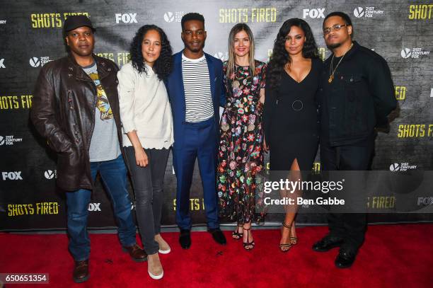 Cast and creative team of "Shots Fired", Reggie Rock Bythewood, Gina Prince-Bythewood, Stephan James, Jill Hennessy, Sanaa Lathan and Mack Wilds...