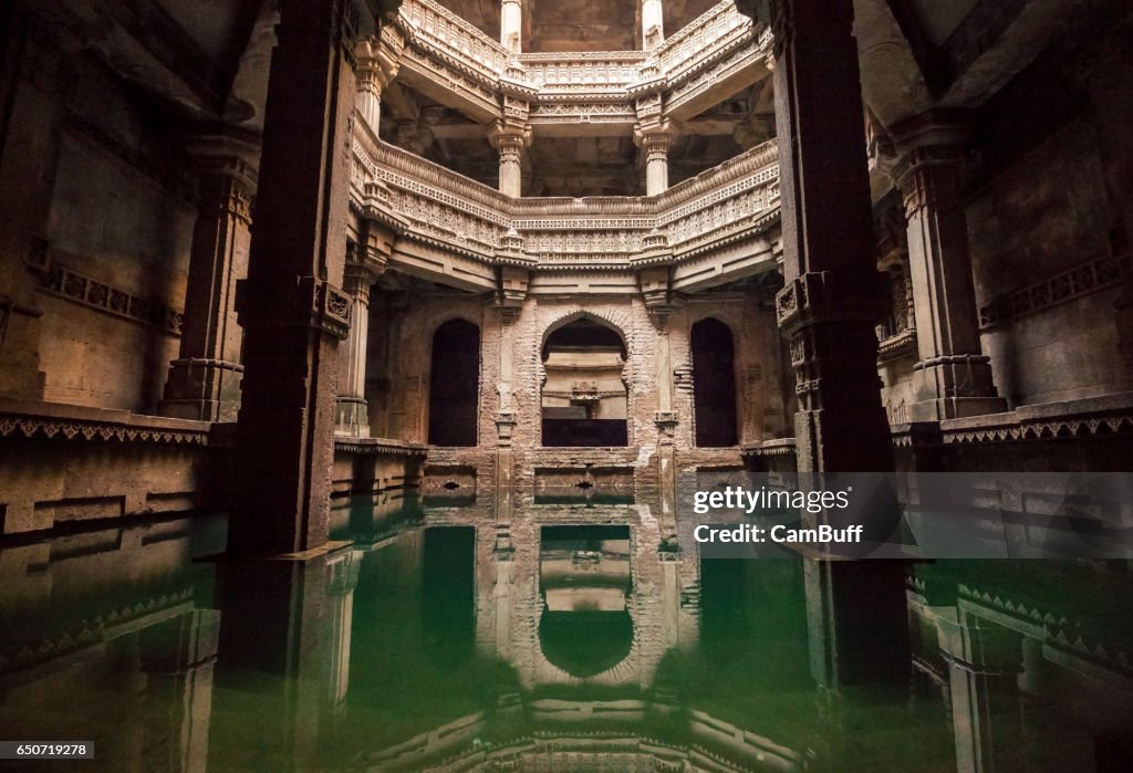 Architectural features of Adalaj Stepwell, Solanki architectural style, located in Ahmedabad, gujarat.