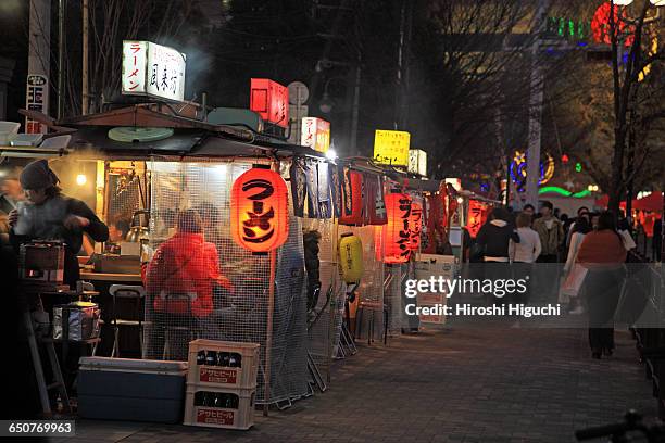 street stalls, fukuoka, japan - fukuoka prefecture - fotografias e filmes do acervo