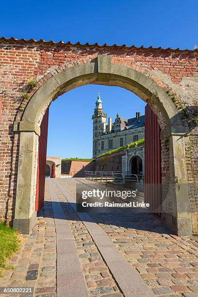 portal with kronborg castle - helsingor stock pictures, royalty-free photos & images