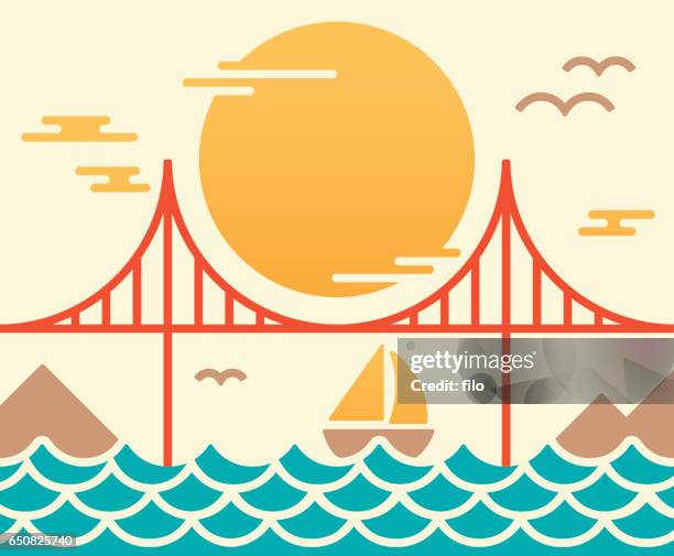 san francisco golden gate bridge - golden gate national recreation area stock illustrations