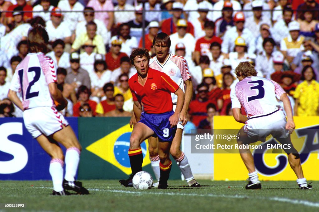 Soccer - World Cup Mexico 86 - Second Round - Denmark v Spain