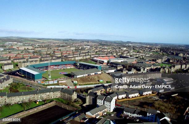 General view of Dundee, featuring Dens Park , home of Dundee, and Tannadice Park , home of Dundee United