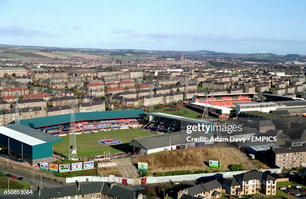 General view of Dundee, featuring Dens Park , home of Dundee, and Tannadice Park , home of Dundee United