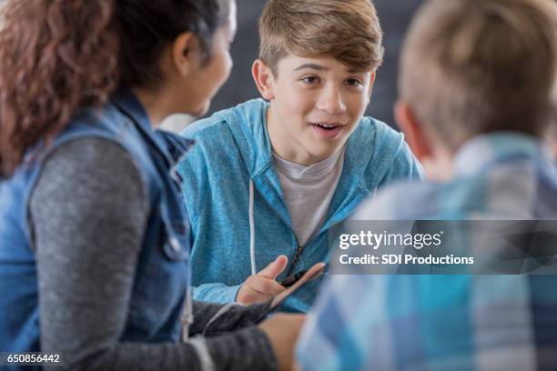 high school students in study group - teen group therapy stock pictures, royalty-free photos & images