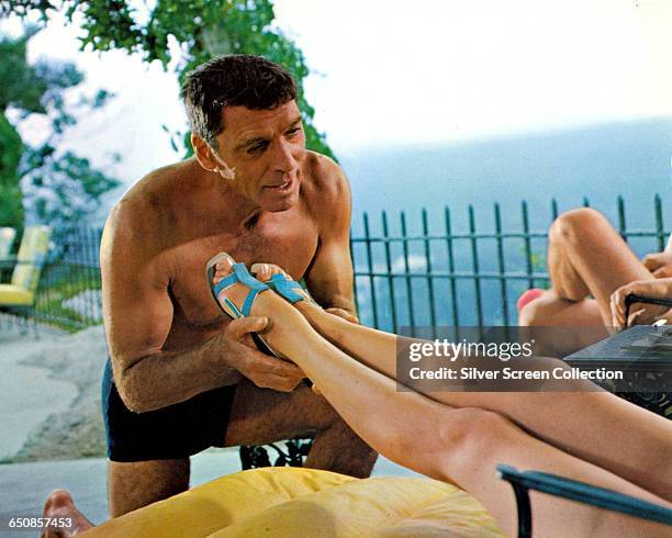 American actor Burt Lancaster as Ned Merrill in the film 'The Swimmer', 1968.