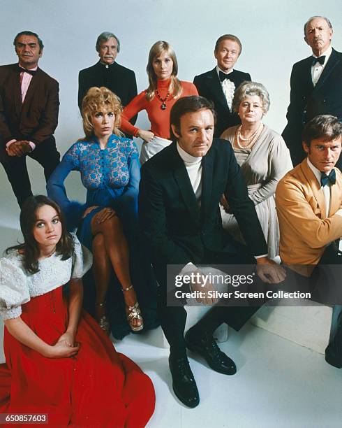 The cast of the 1972 disaster movie 'The Poseidon Adventure'. Clockwise from back left, Ernest Borgnine as Mike Rogo, Arthur O'Connell as Chaplain...