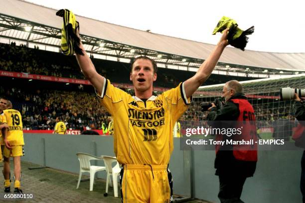 Roda JC Kerkrade's Ramon Van Heeren celebrates winning the Amstel Cup