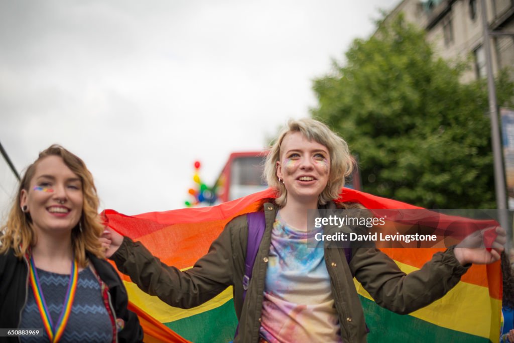 Lesbian couple celebrating Pride