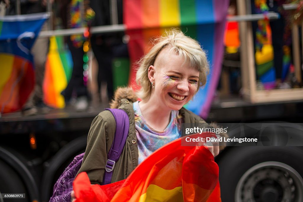 Woman celebrating Pride