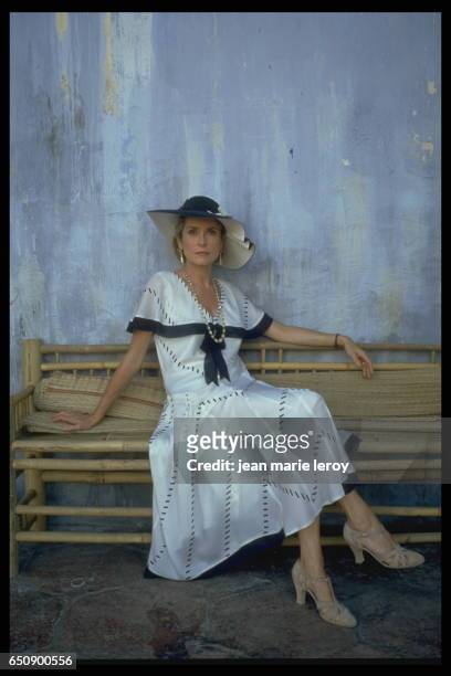 French actress Catherine Deneuve on the set of "Indochine" by French director, screenwriter and actor Régis Wargnier.