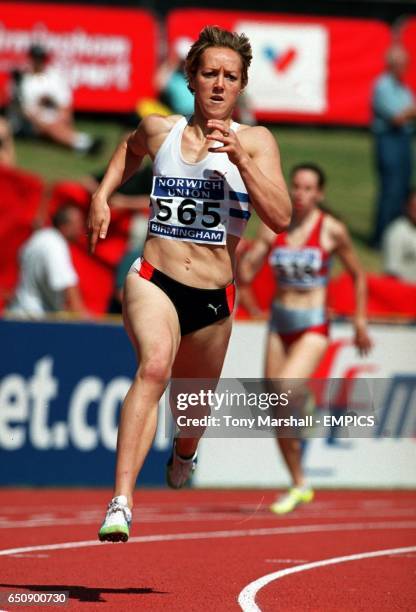 Alison Curbishley on her way to victory in heat three of the women's 400m