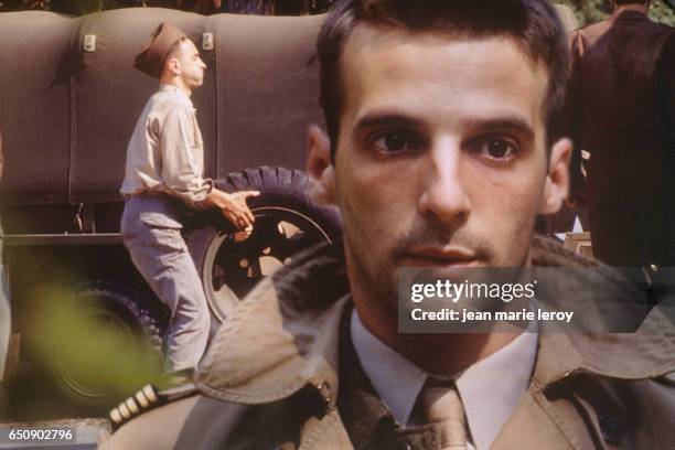 French actor, director, screenwriter and producer Mathieu Kassovitz on the set of "Un Heros Tres Discret" , by French director and screenwriter...