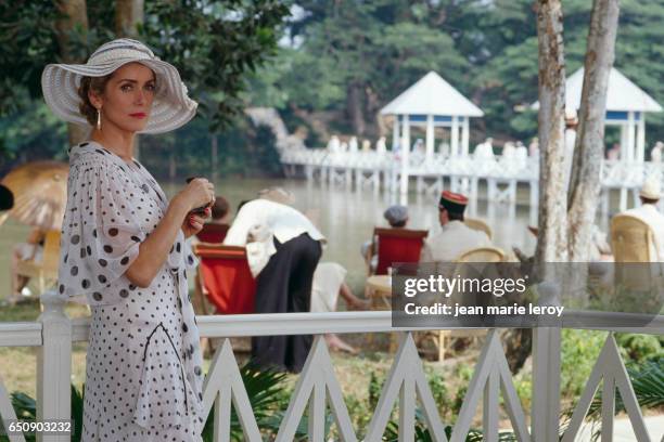 French actress Catherine Deneuve on the set of Indochine by French director, screenwriter and actor Regis Wargnier.