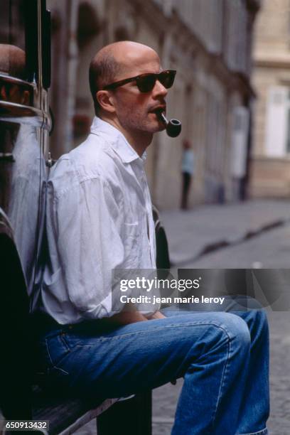 French director and screenwriter Jacques Audiard on the set of his film "Un Heros Tres Discret" . | Location: Romainville, France.