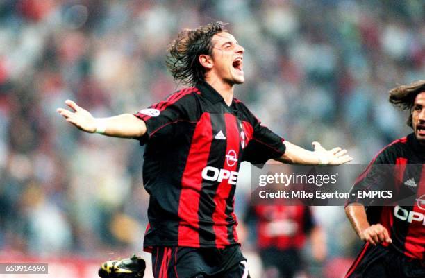 Milan's Francesco Coco is ecstatic after scoring the equalising goal