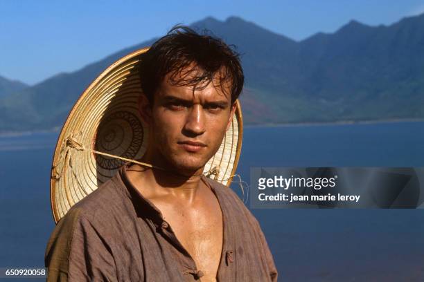 Swiss actor Vincent Perez on the set of "Indochine", by French director, screenwriter and actor Regis Wargnier.