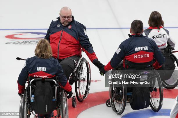 Ole Fredrik Syversen from Norway reacts during the World Wheelchair Curling Championship 2017 - test event for PyeongChang 2018 Winter Olympic Games...