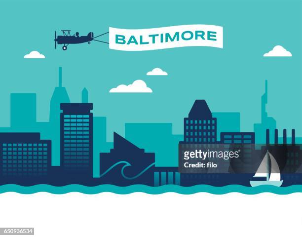 ilustrações de stock, clip art, desenhos animados e ícones de baltimore skyline - baltimore maryland