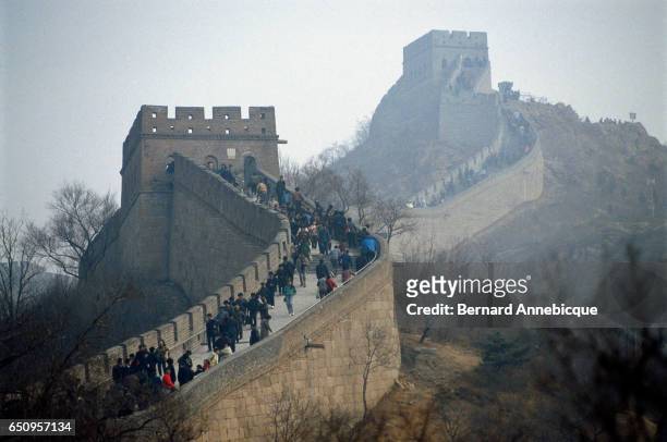 Tourists Visit The Great Wall of China at Badaling
