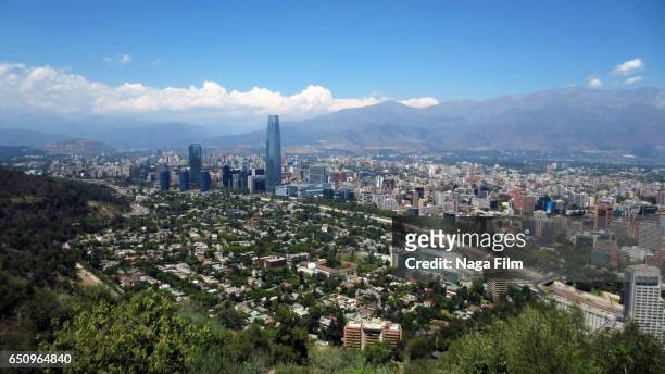 aerial view of santiago, chile. - santiago chile bildbanksfoton och bilder