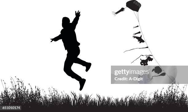 thrilled - grass clipping path stock illustrations