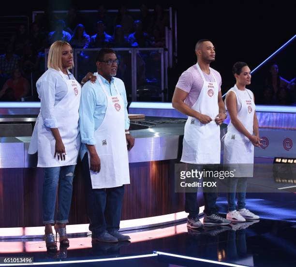 Nene Leakes, Gregg Leakes, Trai Byers and Grace Byers in the all-new MASTERCHEF CELEBRITY SHOWDOWN, airing Monday, Jan. 2 on FOX.