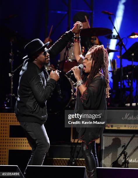 Anthony Hamilton and Catherine Russell perform onstage during "Love Rocks NYC! A Change is Gonna Come: Celebrating Songs of Peace, Love and Hope" A...