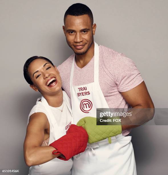 Grace and Trai Byers in the all-new MASTERCHEF CELEBRITY SHOWDOWN, airing Monday, Jan. 2 on FOX.