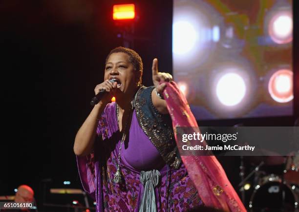 Singer Lisa Fischer performs onstage during "Love Rocks NYC! A Change is Gonna Come: Celebrating Songs of Peace, Love and Hope" A Benefit Concert for...