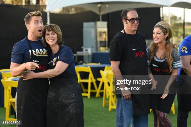 Lance Bass, Diane Bass, Andrew Dice Clay and Valerie Vasquez in the LA Rams Tackle the Final 3 episode of MY KITCHEN RULES airing Thursday, Feb. 23...