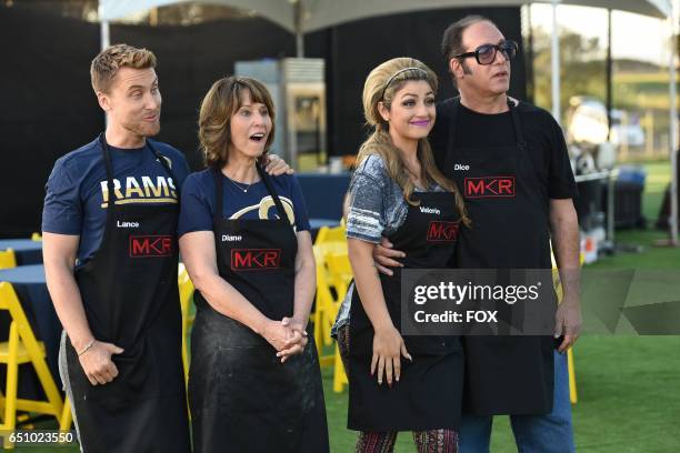 Lance Bass, Diane Bass, Andrew Dice Clay and Valerie Vasquez in the LA Rams Tackle the Final 3 episode of MY KITCHEN RULES airing Thursday, Feb. 23...