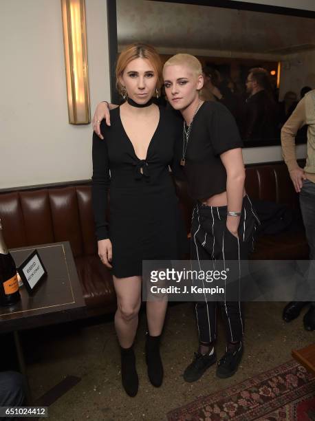Actress's Zosia Mamet and Kristen Stewart attend the after-party for the "Personal Shopper" New York Premiere at Metrograph on March 9, 2017 in New...