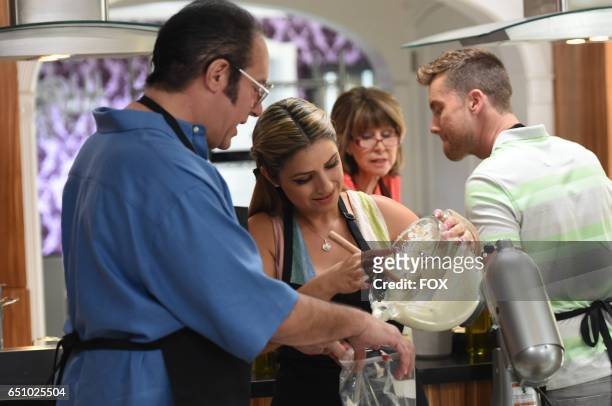Andrew Dice Clay, Valerie Vasquez, Diane Bass and Lance Bass in the Dice vs. Lance at Kelly Osbournes episode of MY KITCHEN RULES, airing Thursday,...
