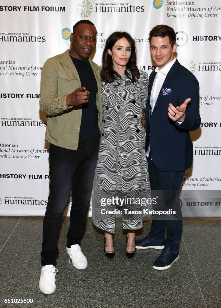 Malcolm Barrett, Abigail Spencer and Matt Lanter attend the screening of NBC and Sony Pictures Television Series Timeless at the Smithsonian National...