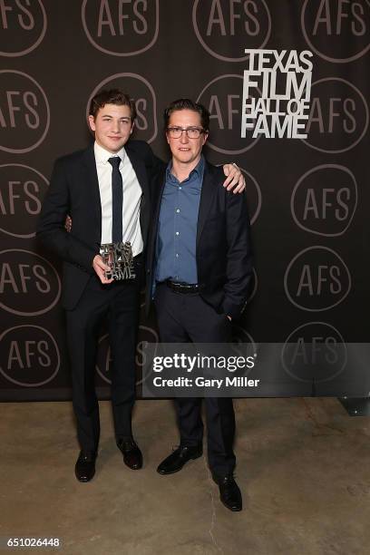 Tye Sheridan and David Gordon Green attend the Austin Film Society's Texas Film Awards at Austin Studios on March 9, 2017 in Austin, Texas.