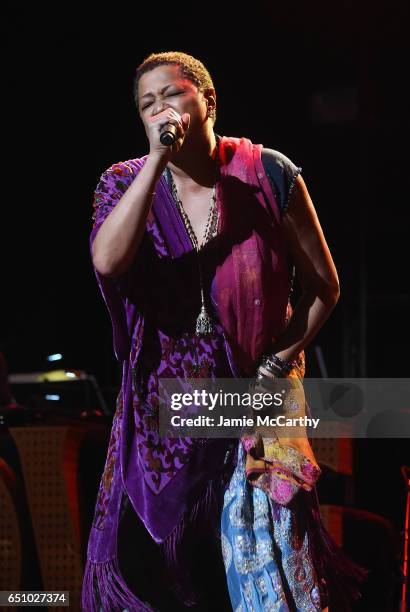 Singer Lisa Fischer performs onstage during "Love Rocks NYC! A Change is Gonna Come: Celebrating Songs of Peace, Love and Hope" A Benefit Concert for...