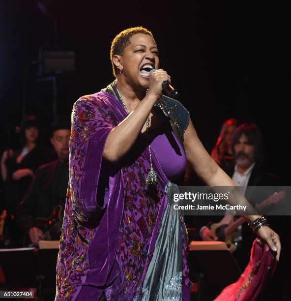 Singer Lisa Fischer performs onstage during "Love Rocks NYC! A Change is Gonna Come: Celebrating Songs of Peace, Love and Hope" A Benefit Concert for...