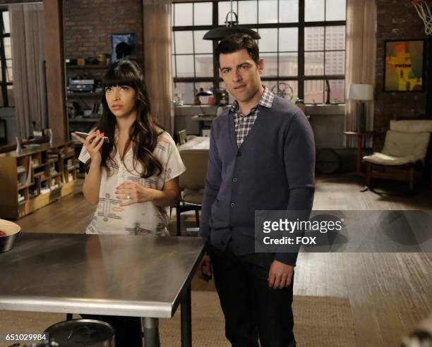 Hannah Simone and Max Greenfield in the "Misery" episode of NEW GIRL airing Tuesday, March 21 on FOX.