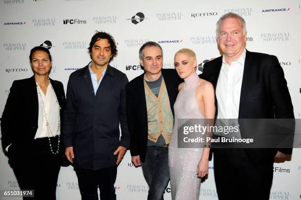 Charles Gillibert, Olivier Assayas and Kristen Stewart attend the "Personal Shopper" New York Premiere at Metrograph on March 9, 2017 in New York...