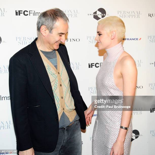 Olivier Assayas and Kristen Stewart attend the "Personal Shopper" New York Premiere at Metrograph on March 9, 2017 in New York City.