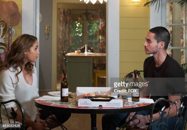 Pictured L-R: Jaina Lee Ortiz and guest star Manny Montana in the "Radiation & Rough Landings" episode of ROSEWOOD airing Friday, Feb. 17 on FOX.