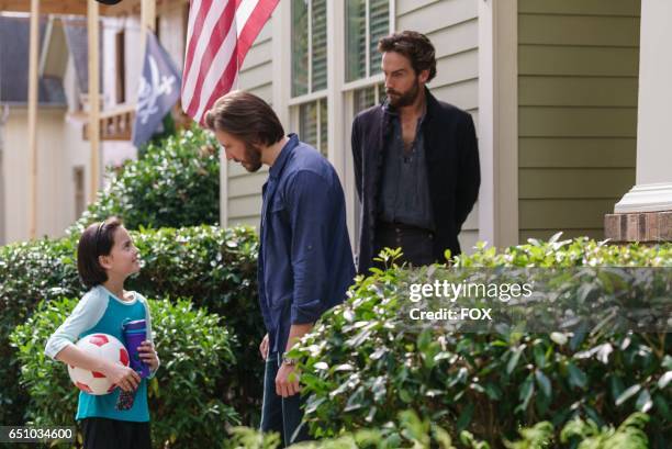 Oona Yaffe, guest star Bill Heck and Tom Mison in the Loco Parentis episode of SLEEPY HOLLOW airing Friday, Feb. 17 on FOX.